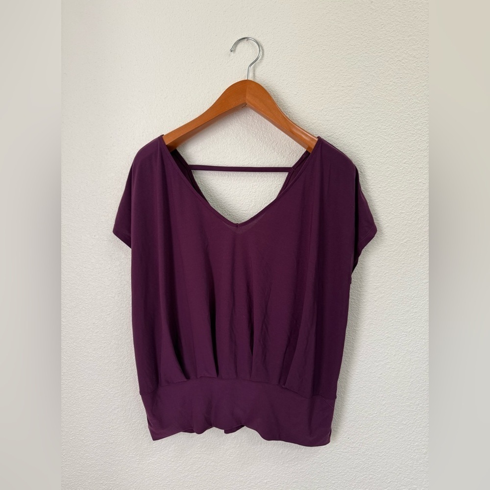 AUW Deep Purple Short Sleeve Relaxed Fit Blouse Women’s Size Large